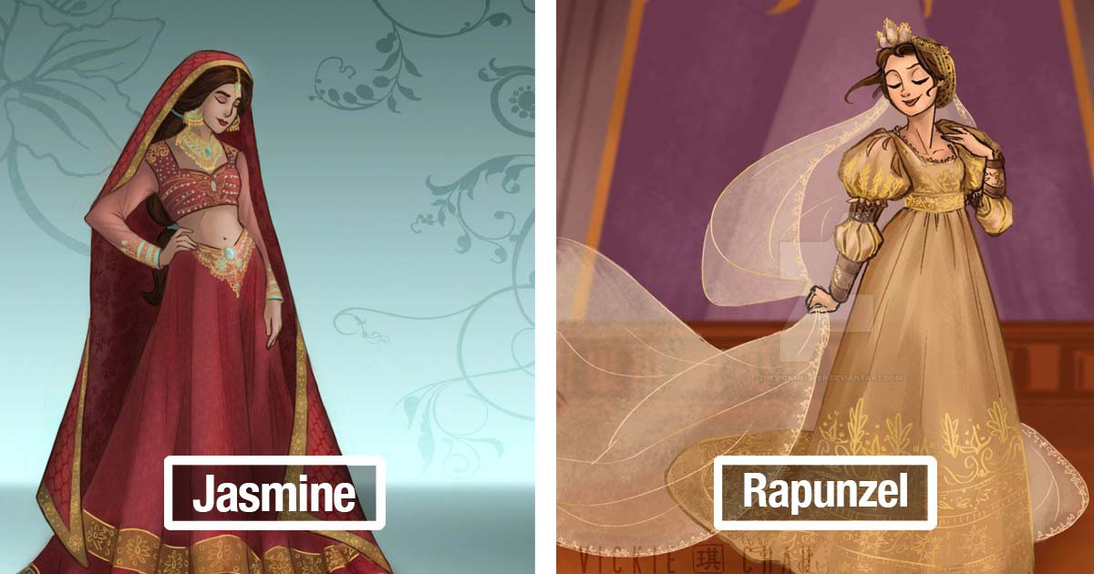 Seeing These Disney Princesses Illustrated In Wedding Gowns Might Give You Wedding Fever