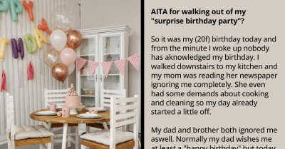 After Finding Out That Being Ignored by Everyone Was Part of Her Birthday Surprise, This Woman Walks Out of Her Own Party