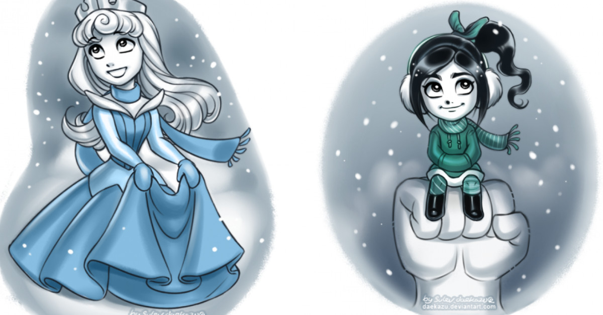 Creative Artist Gives 20 Disney Characters An Adorable Winter Makeover