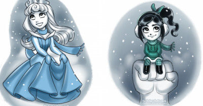 Creative Artist Gives 20 Disney Characters An Adorable Winter Makeover