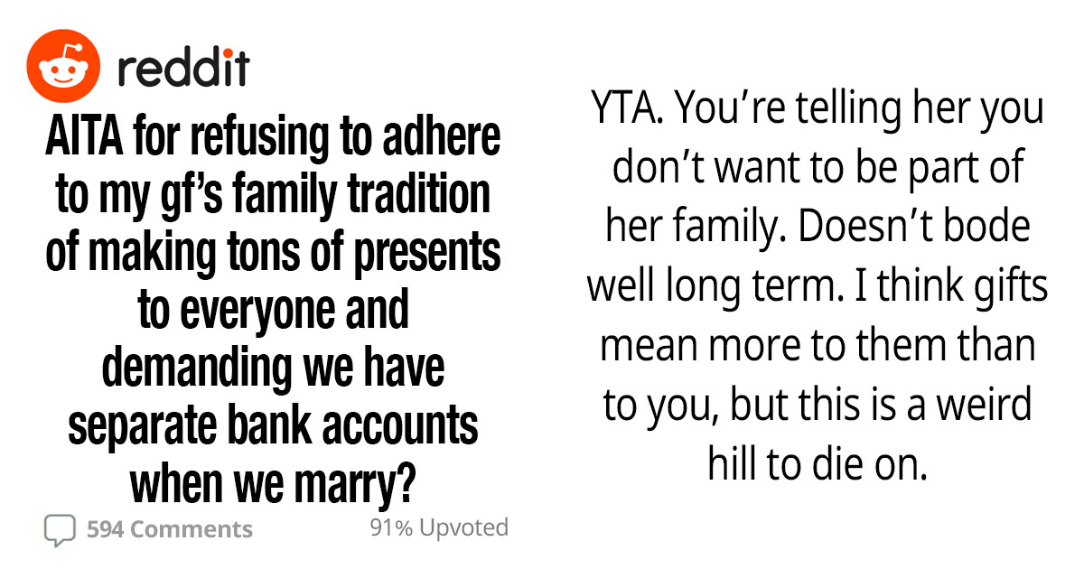 This Man Turned to Reddit to Ask If He Was Wrong for Refusing to Join His Girlfriend's Family Tradition of Giving Presents