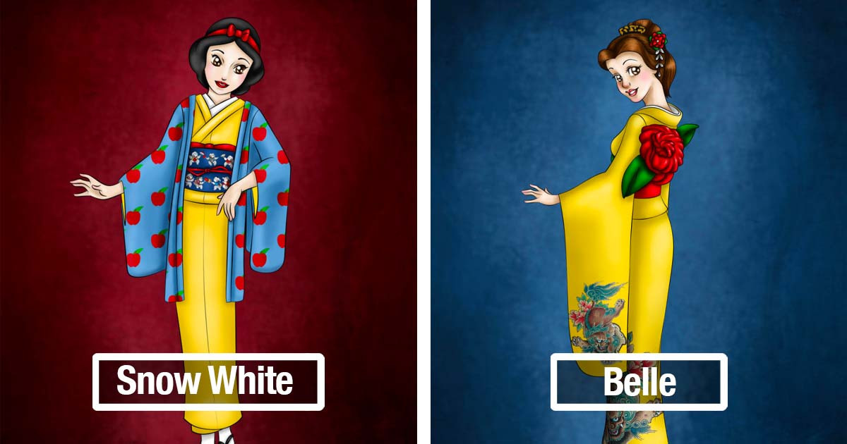 French Artist Re-Draws 18 Disney Heroines In Beautiful Kimonos For Fun When She's Not Working As A Web Developer