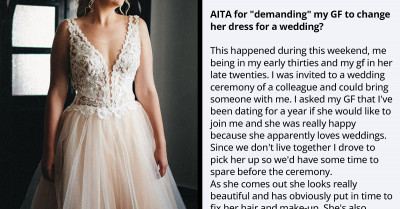Drama Ensues After A Man Asked His Girlfriend To Change Her Wedding Outfit And Redditors Are Supporting The Man This Time