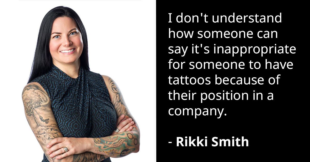 Partner in a Managing Firm Shows Her Tattoos Proudly in Her Professional Profile and Business Website