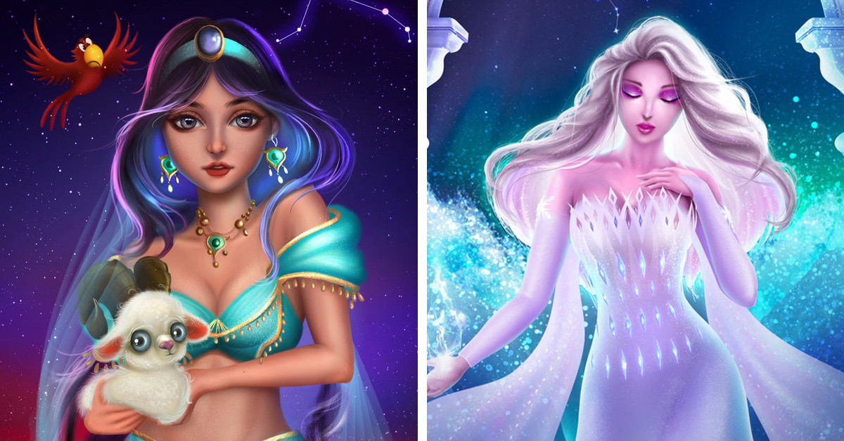 Team Of Digital Artists Collaborate To Create The Coolest Disney Princess Zodiac Series