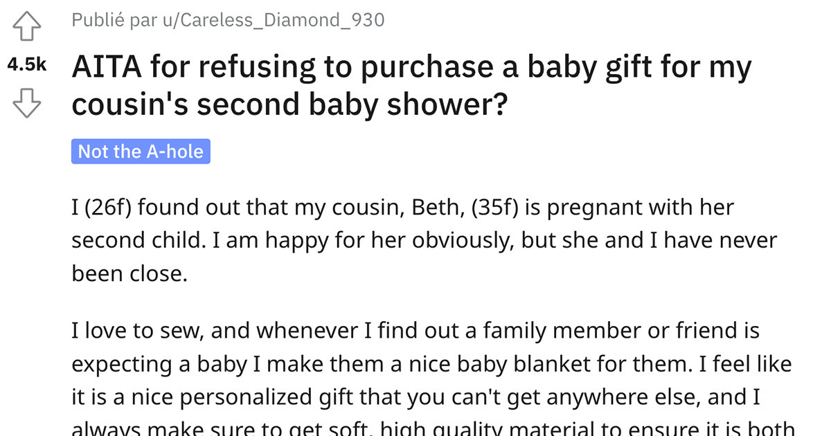 Woman Refused To Take Part In Her Cousin's Baby Shower After She Demanded Expensive Gifts