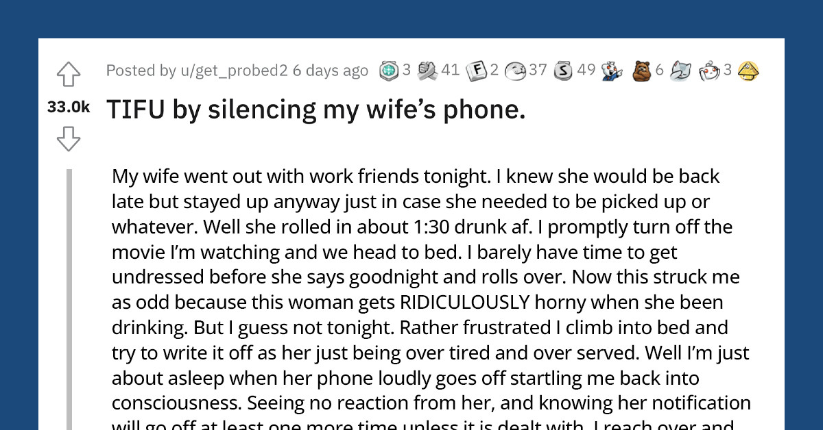 Man Discovers His Wife Has Been Cheating on Him with Multiple Men While Trying to Silence Her Phone Notifications