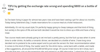 Valentine's Day Dinner Cost This Guy More Than He Expected When He Messed Up The Yen-Dollar Exchange Rate In His Head