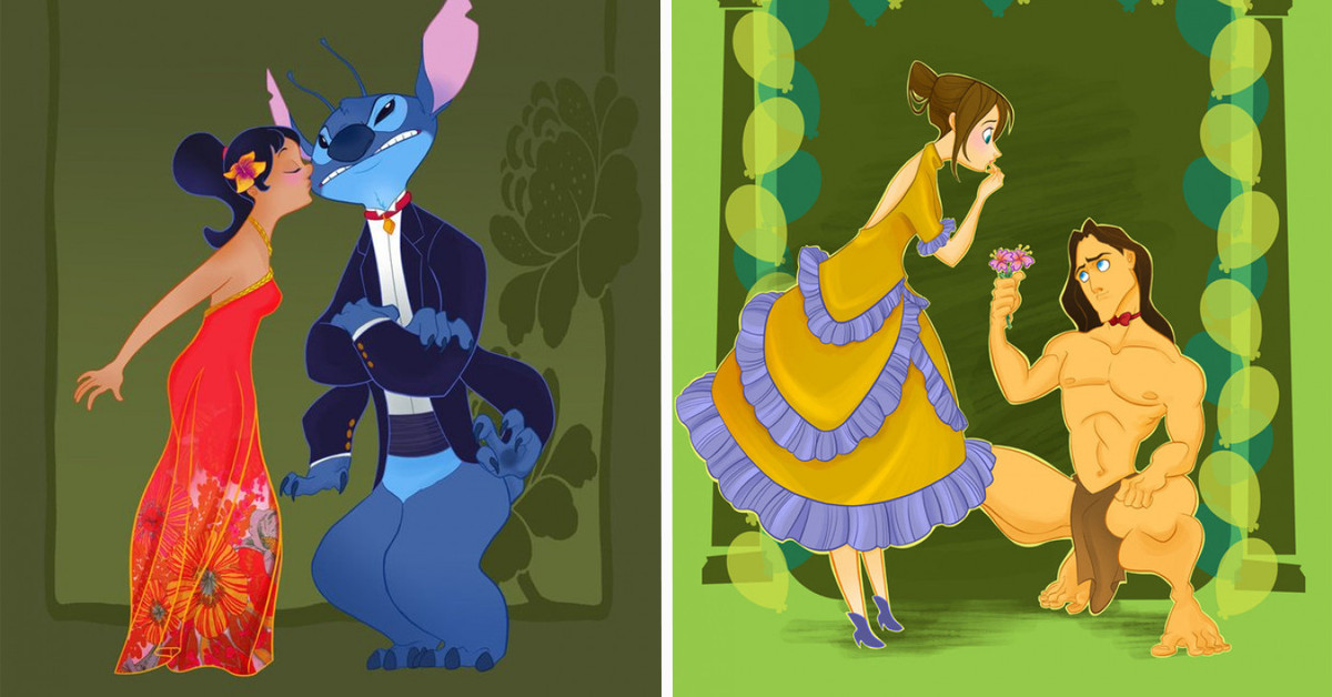 Artist Depicts 15 Disney Princesses And Their Prom Dates