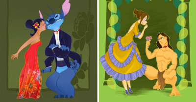 Artist Depicts 15 Disney Princesses And Their Prom Dates