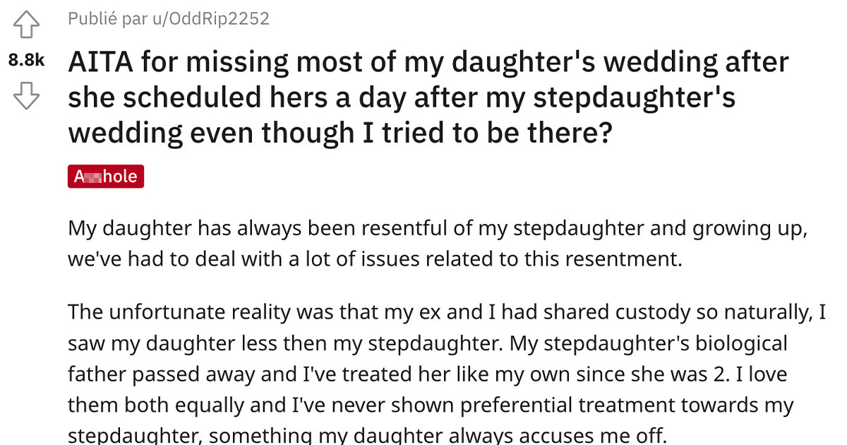 Father Didn’t Make It To His Daughter’s Wedding Because He Was Attending His Stepdaughters’, And Now His Daughter Won’t Talk To Him