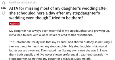 Father Didn’t Make It To His Daughter’s Wedding Because He Was Attending His Stepdaughters’, And Now His Daughter Won’t Talk To Him