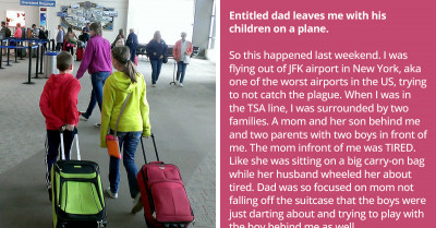 Moment Woman Realized That A Father Left His Kids In Her Care During A Flight Inspires Snarky Comments From Redditors