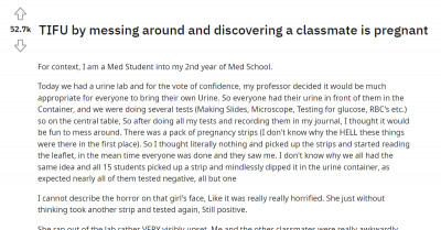 Med Student Messes Around In A Lab And Accidentally Publicly Reveals That One Of His Classmates Is Pregnant