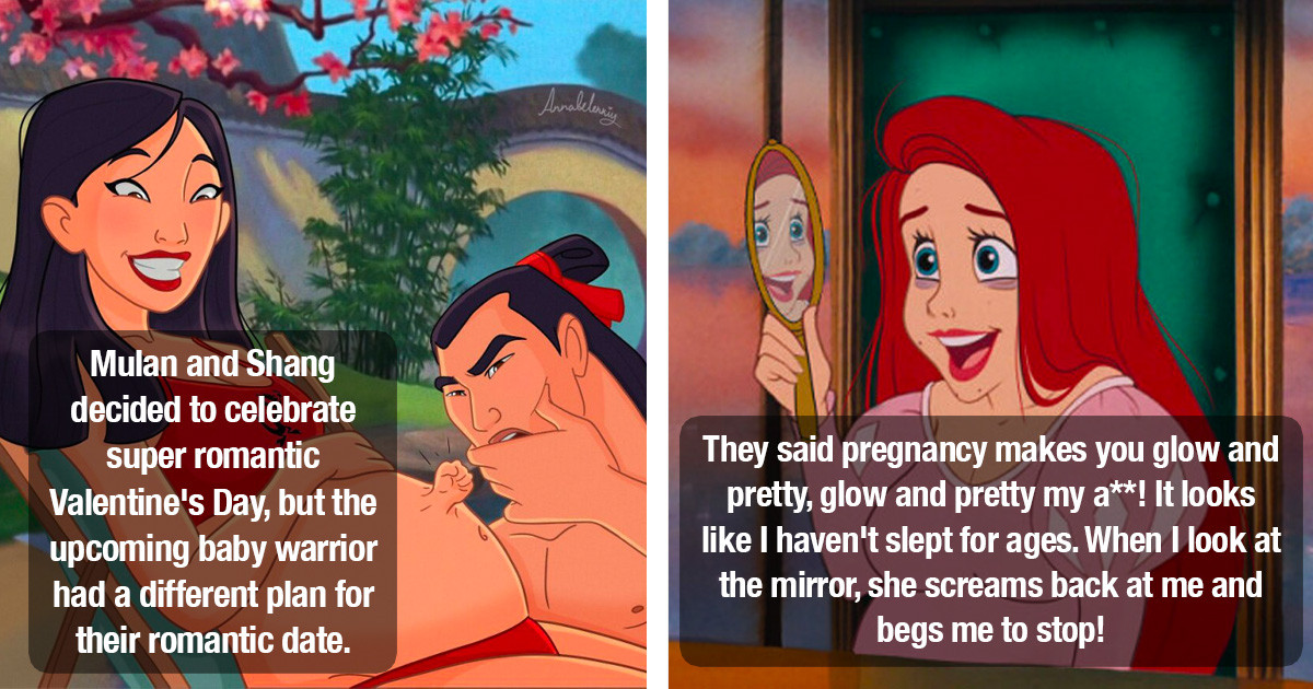 Inspired By Her Own Pregnancy, Artist Reimagines Disney Princesses As Pregnant Mothers Trying Their Best