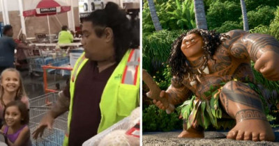 This Cashier Had The BEST Response When Two Young Girls Thought He Was A Moana Character
