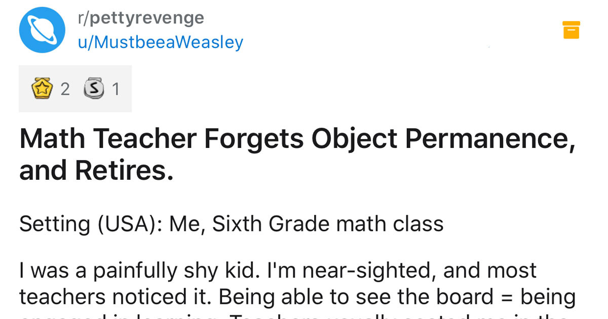 Teacher Refused To Let His Student Sit Where They Could See The Board And Their Revenge Is Amazing