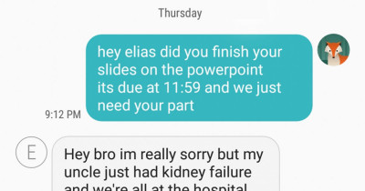 Student Who Gave Fake Reason For Not Doing His Part In A Group Project Gets Busted