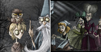 Incredible Illustrator Recreates Disney Scenes in Tim Burton's Style