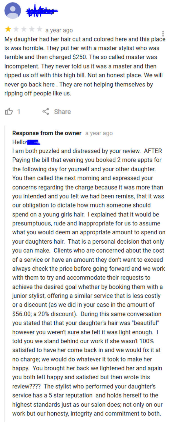 Customer being a cheapskate.