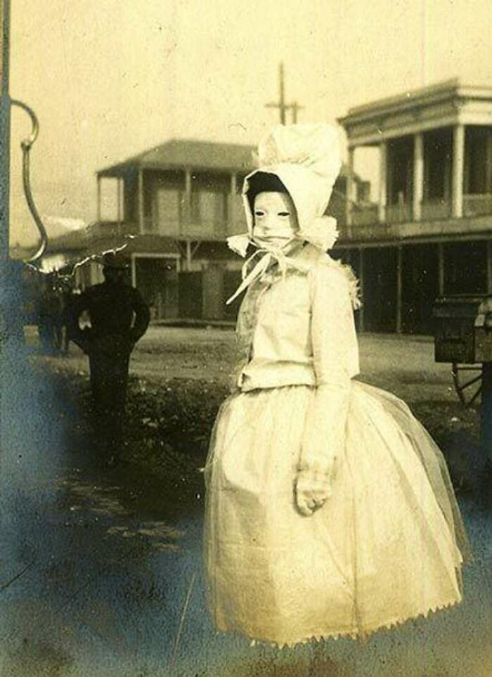 25. "A Woman In The Wild West Wearing A Bonnet And A Mask Designed To Protect Skin From Sun Damage"