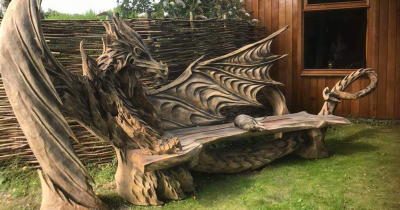 This Amazing Dragon Bench Was Carved With A Chainsaw