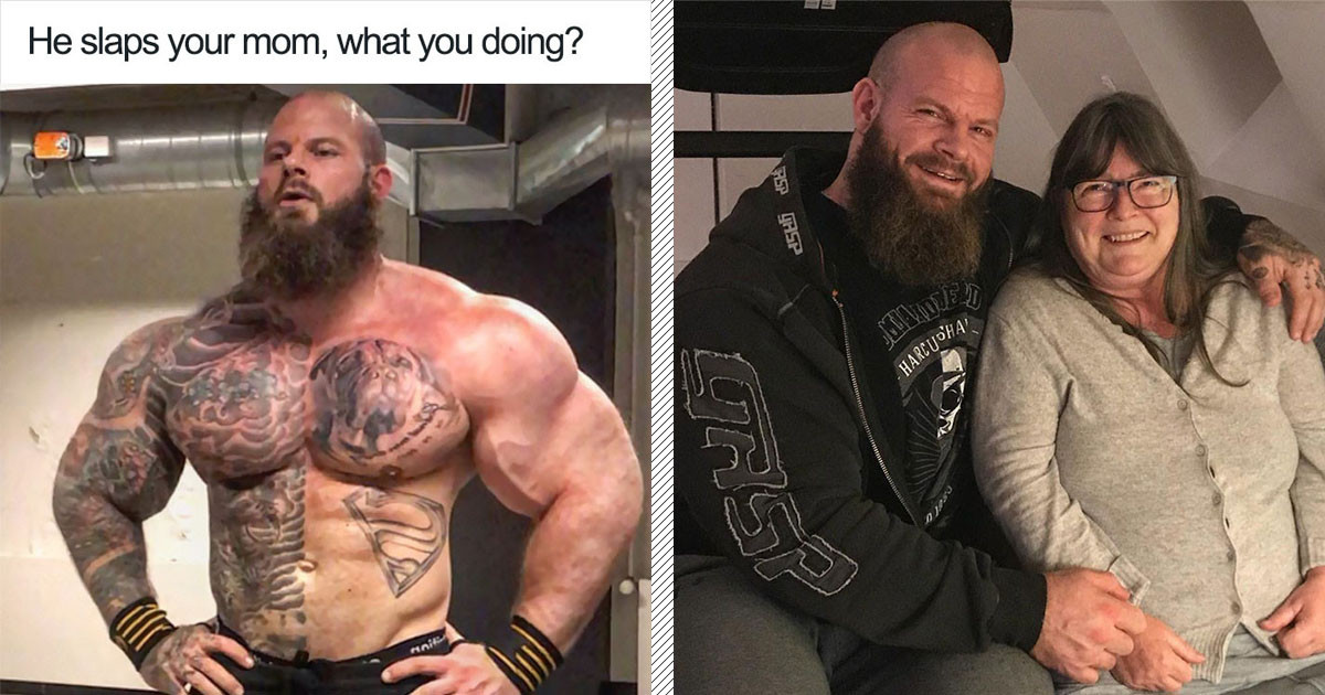 A Bodybuilder Discovered His Picture Was Used In A Meme About Slapping Mothers, and His Response Will Warm Your Heart