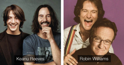 Celebrities Photoshopped Right Next To Their Younger Selves By Dutch Graphic Designer Ard Gelinck