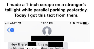 This Person Accidentally Scraped a Stranger's Car, So They Left A Note And Received A Text The Next Day
