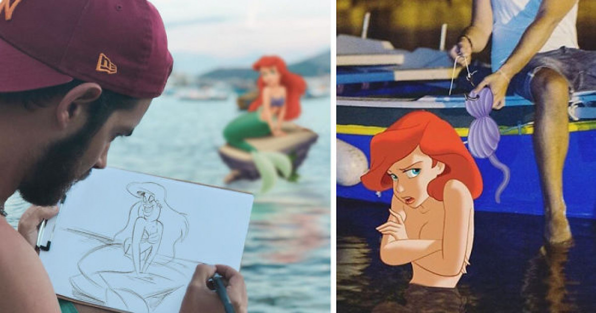 Illustrator Inserts Disney Characters Into Real-Life Situations With Himself, And The End Results Are Captivating
