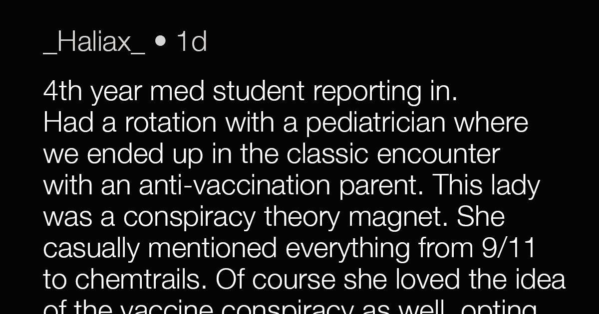 Medical Student Recounts Her Hilarious Encounter With An Anti-Vax Parent And An Unexpected Outcome