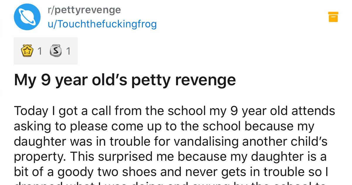 Mother Shares 9-Year-Old Daughter's Priceless Revenge On a School Bully