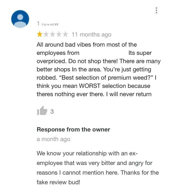 Left a bad review because of her broken heart.