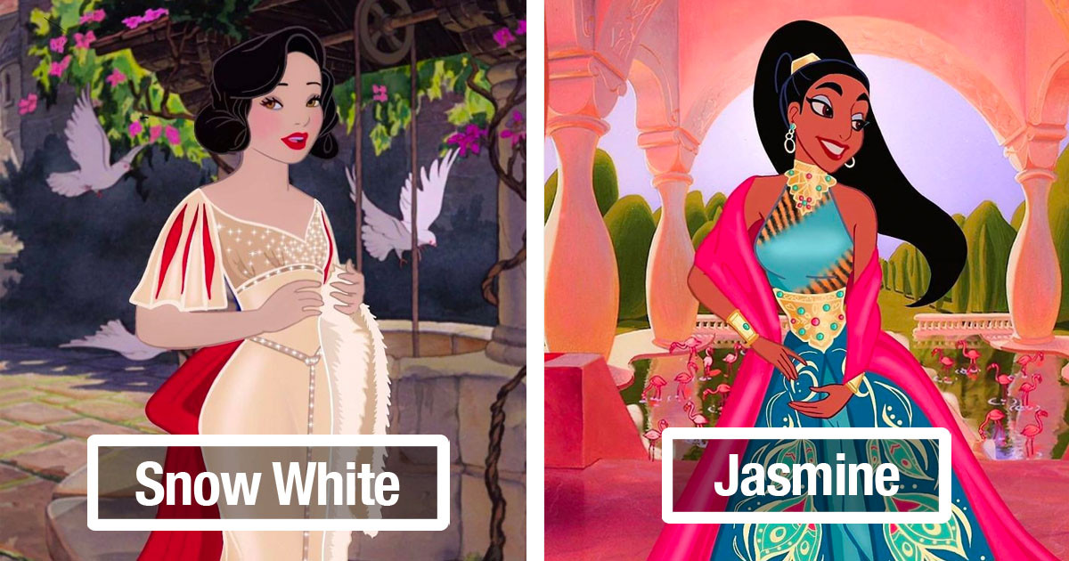Artist Re-Vamps Classic Disney Princesses' Gowns Giving Them A Newer, Modern and Edgy Look