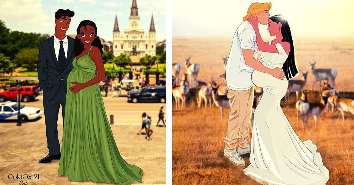 Artist Recreates Disney Couples With Baby Bumps and Dad Bods
