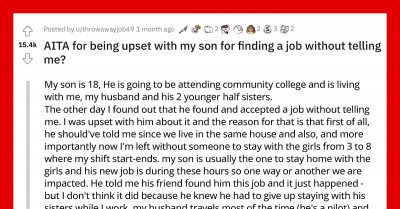 Mom Becomes Upset After Finding Out Her Son Accepted A Job Without Letting Her Know, Making Him Unavailable To Babysit His Two Sisters For Free