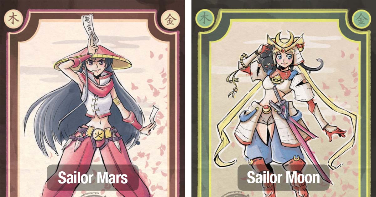 Glorious Transformation Of Sailor Moon Characters Into Samurai
