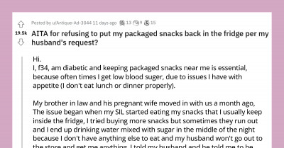 Diabetic Woman Starts Hiding Her Snacks After Pregnant Sister-In-Law Kept Eating Them, Which Led To Myriad Of Drama