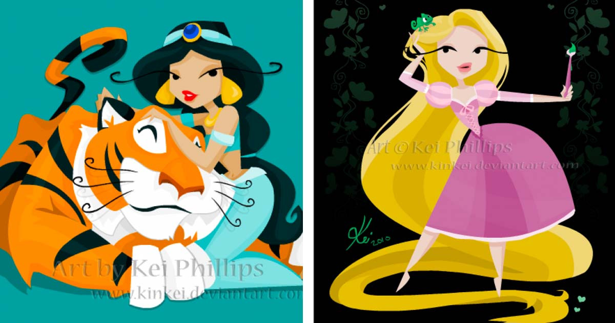 Disney Princesses Re-Designed in Vector Style Is Insanely Cool