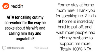 Redditors Applaud Man For Calling Out A Fellow Male Coworker For The Way He Spoke About His Wife
