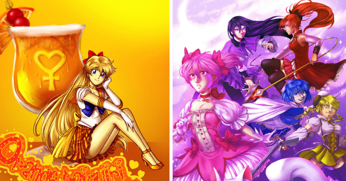 Artist Creatively Pairs Sailor Scouts With The Perfect Drink In These Unique Illustrations