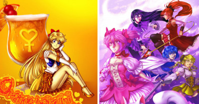Artist Creatively Pairs Sailor Scouts With The Perfect Drink In These Unique Illustrations