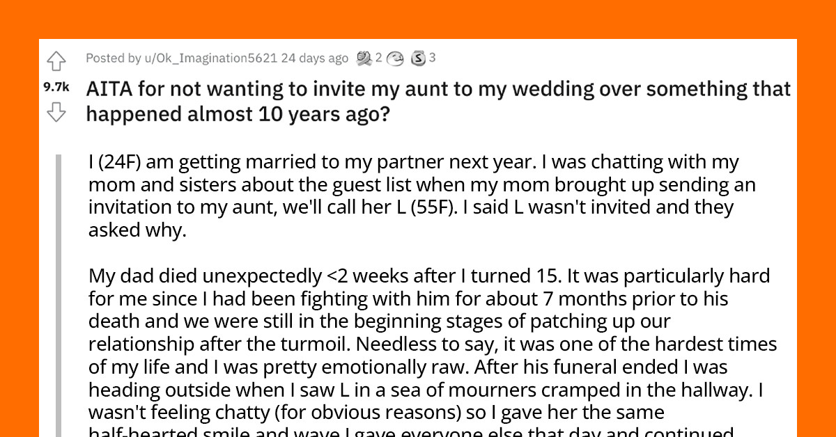 Young Woman Doesn’t Want to Invite Her Aunt to Her Wedding Over Something That Happened Ten Years Ago, and Her Family Thinks She Should Get Over It