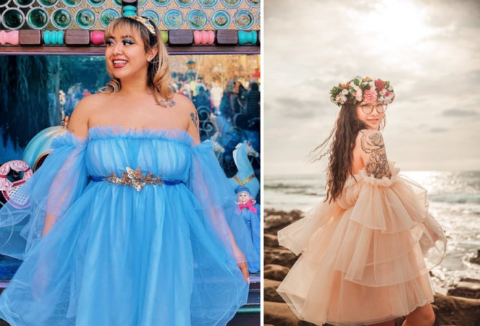 13. An off-the-shoulder dress you can easily pair with a sparkling tiara.