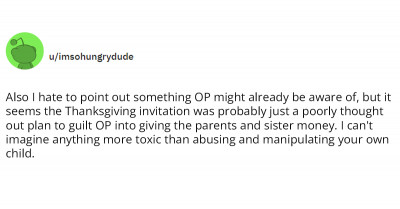 Least Favorite Child Hopes To Reconcile With Estranged, Toxic Family On Thanksgiving Only To Find Out That They Want To Siphon Money Off Her