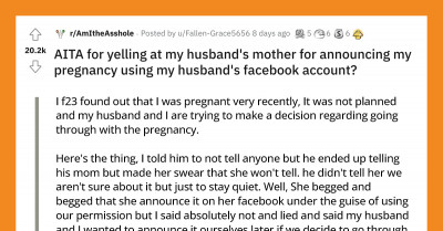 Woman Asks Reddit If She's Wrong To Be Upset That Her MIL Announced Her Pregnancy On Facebook