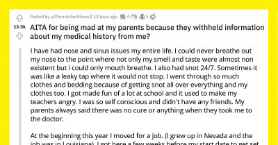 Parents Withhold Important Medical Information About Their Child And Get Mad When Their Child Discovers It