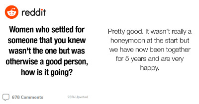 Woman Asks Other Women Over The Internet If They Have Married Someone Who Wasn't 'The One' Yet Was a Good Person and How Their Life Turned Out