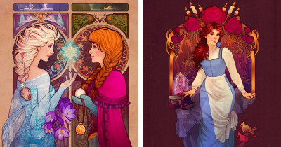 15 Wonderful Illustrations of Disney Characters in Art Nouveau Style
