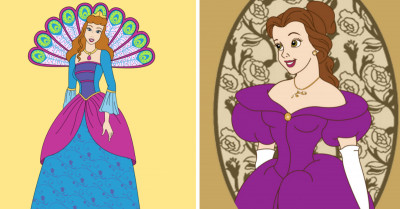 Artist's Unique Style Creates Interesting Changes to Classic Disney Princess Designs